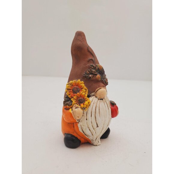 Fall Ceramic Gnome for Thanksgiving Tiered Tray Decor, Gnome Holding a Pumpkin, - Picture 6 of 10